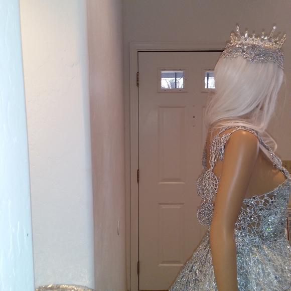 "HEIRESS" Silver Sequin Crystal Lace Wedding Ballgown Set - Picture 6 of 17